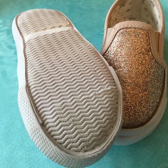 Cat & Jack Rose Gold Peachy Glitter Sneakers - Picture 2 of 3